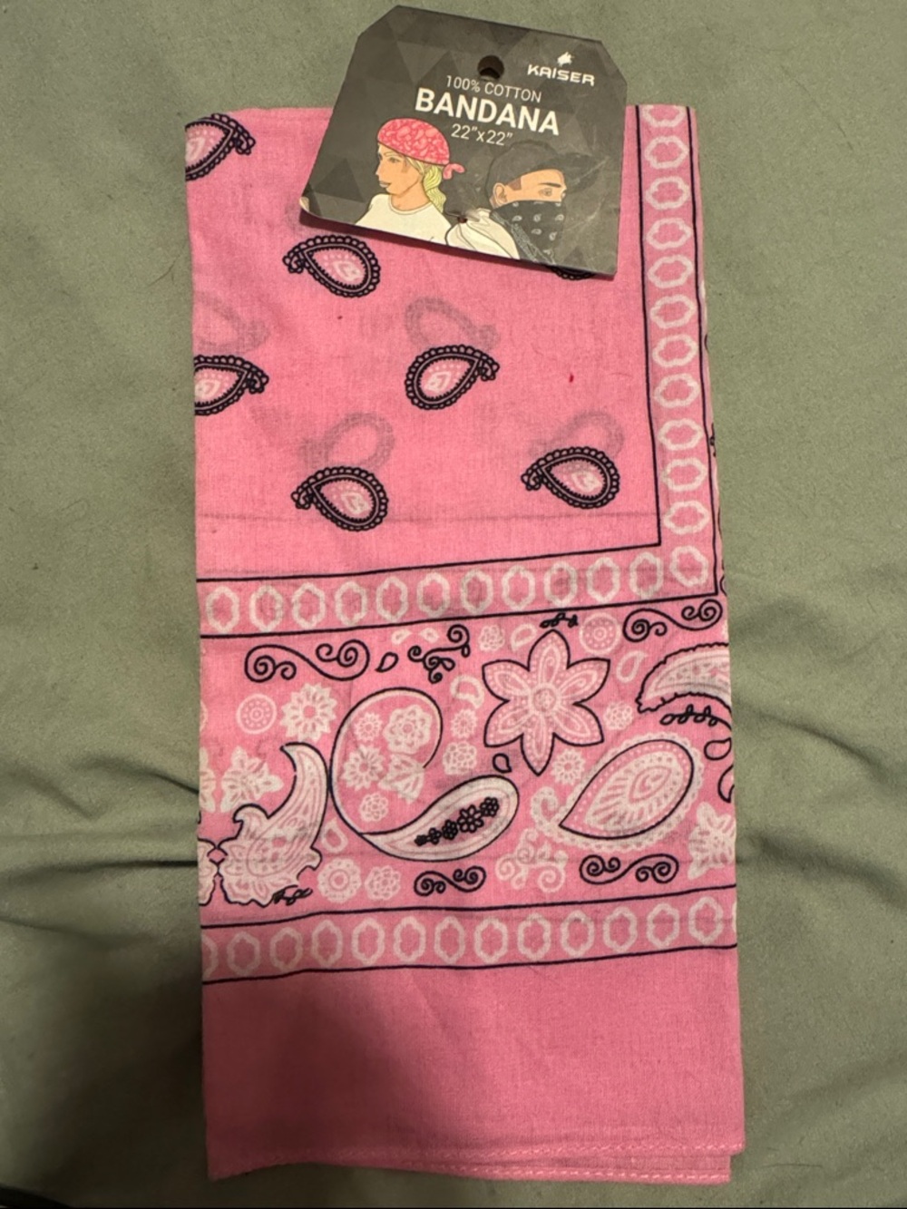 Never worn, Pink Paisley Cotton Bandana - 22" x 22"
Very cool for styling hair